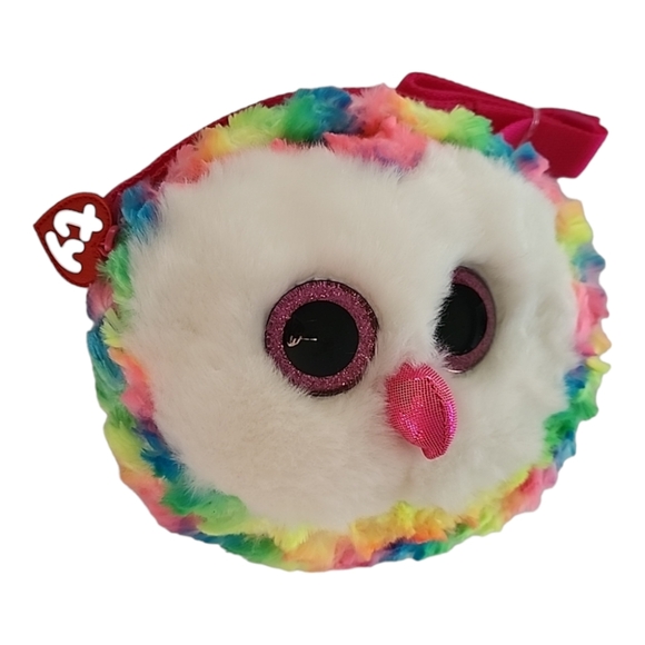 New - Ty 8" AND 5" Owen The Owl Plush Purse Zip Round Purse & Zip Coin Purse - Picture 4 of 13